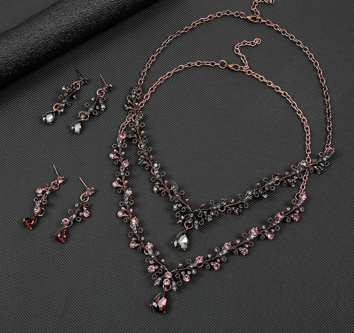 Vintage Gold Plated Jewelry Set with Zircon Ring