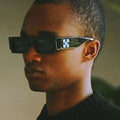 Unisex Vintage Flat Top Rectangle Sunglasses with Custom Logo