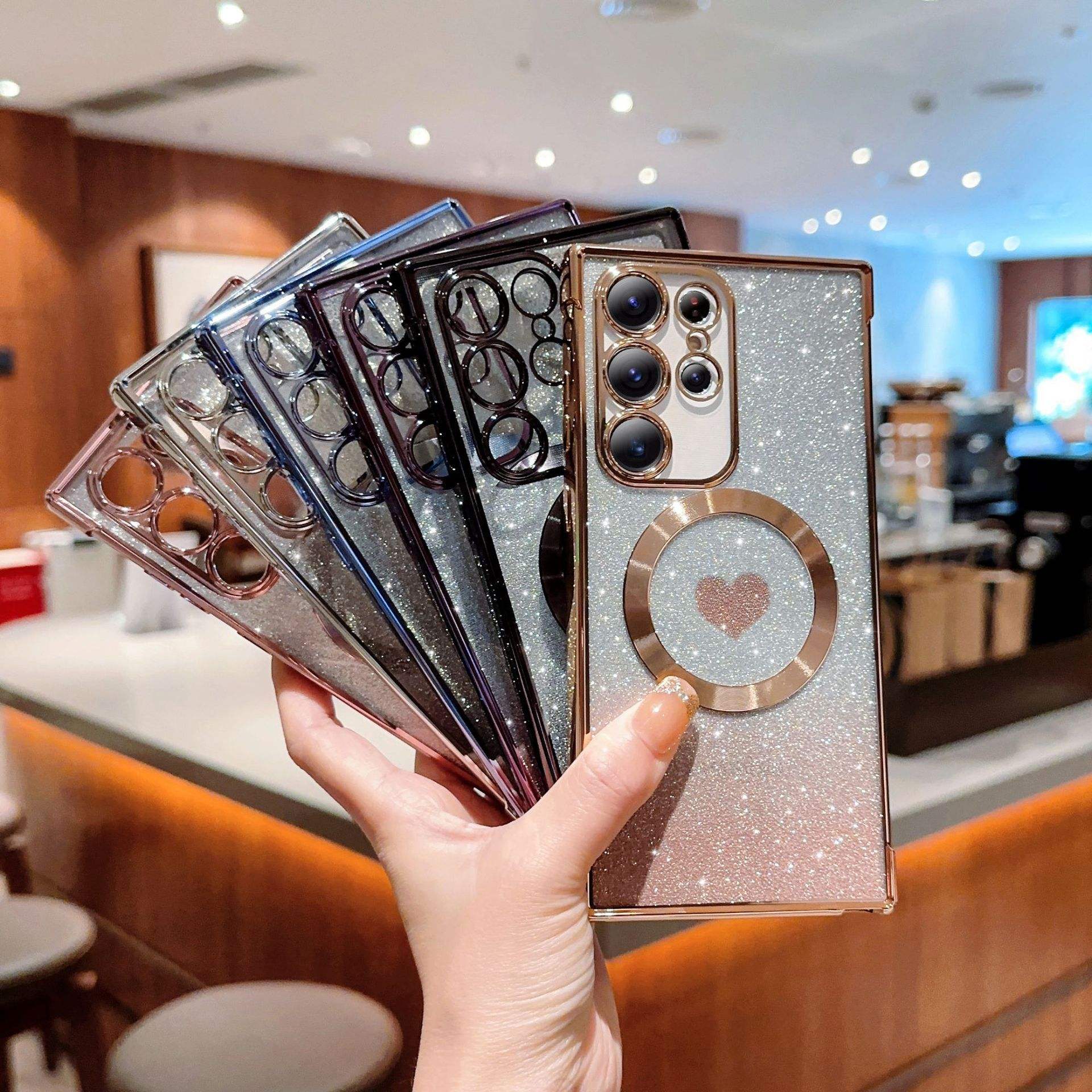 Luxury Gradient Glitter Love Heart Case for Samsung