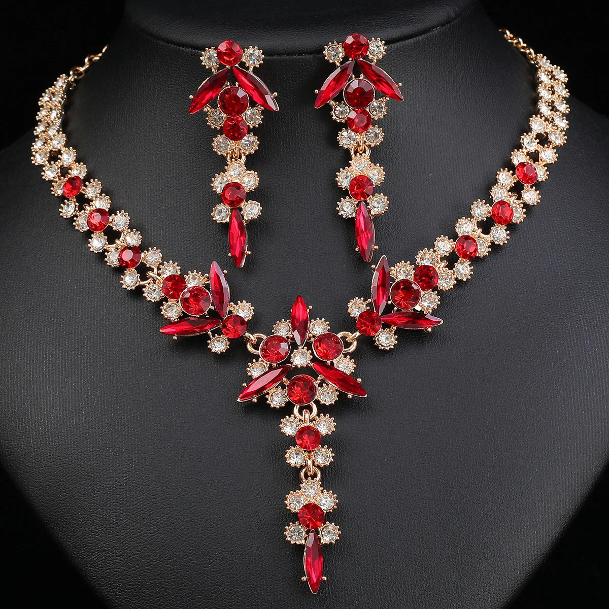 Crystal Bridal Jewelry Set - Necklace & Earrings