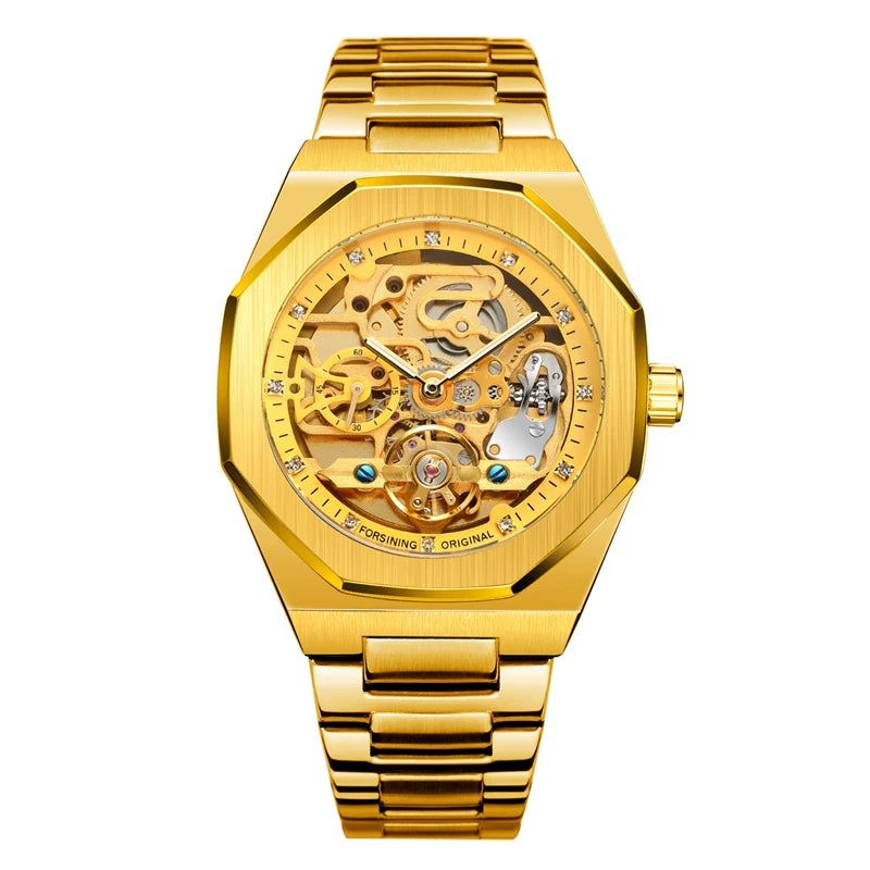 Luxury Silver 3D Hollow Automatic Watch for Men