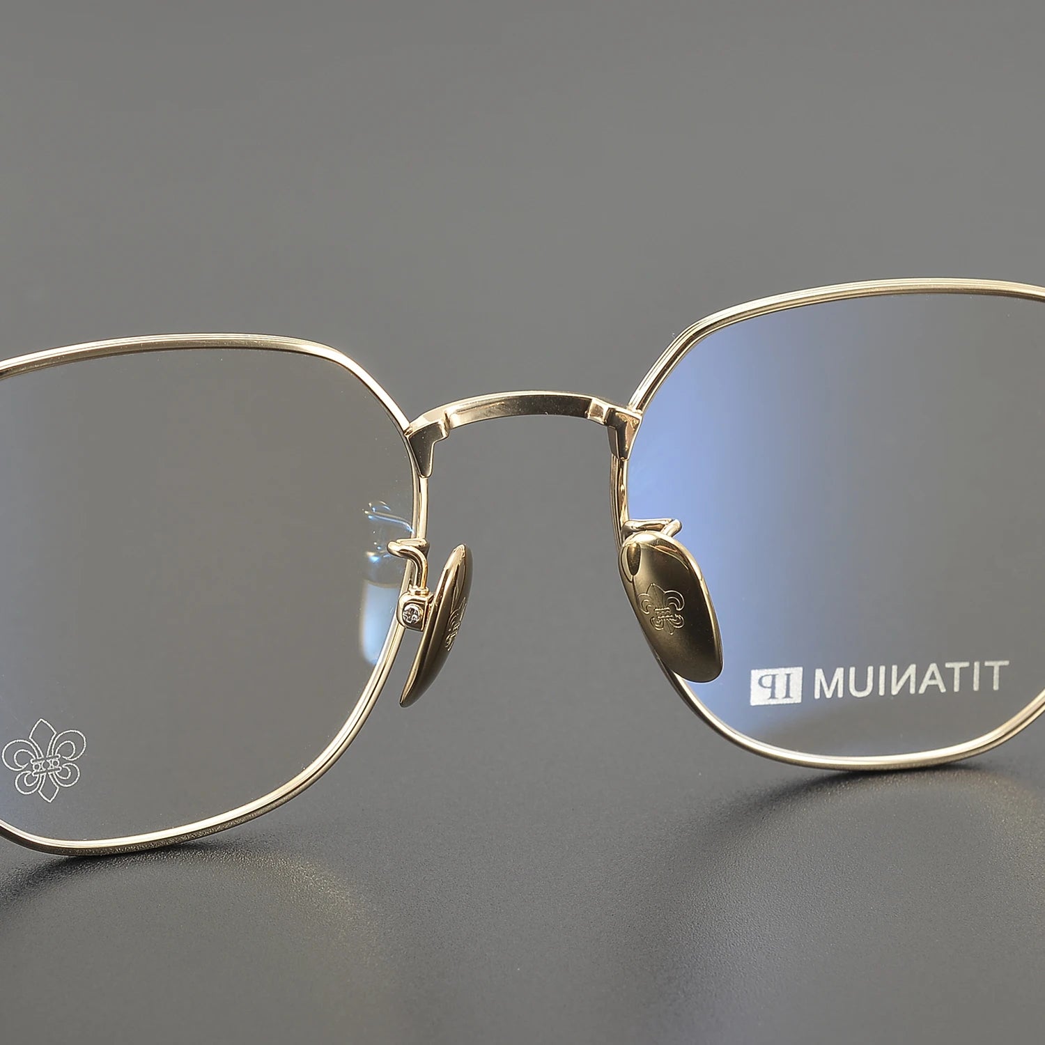 Polygonal Titanium Gold Light Pink Eyeglasses