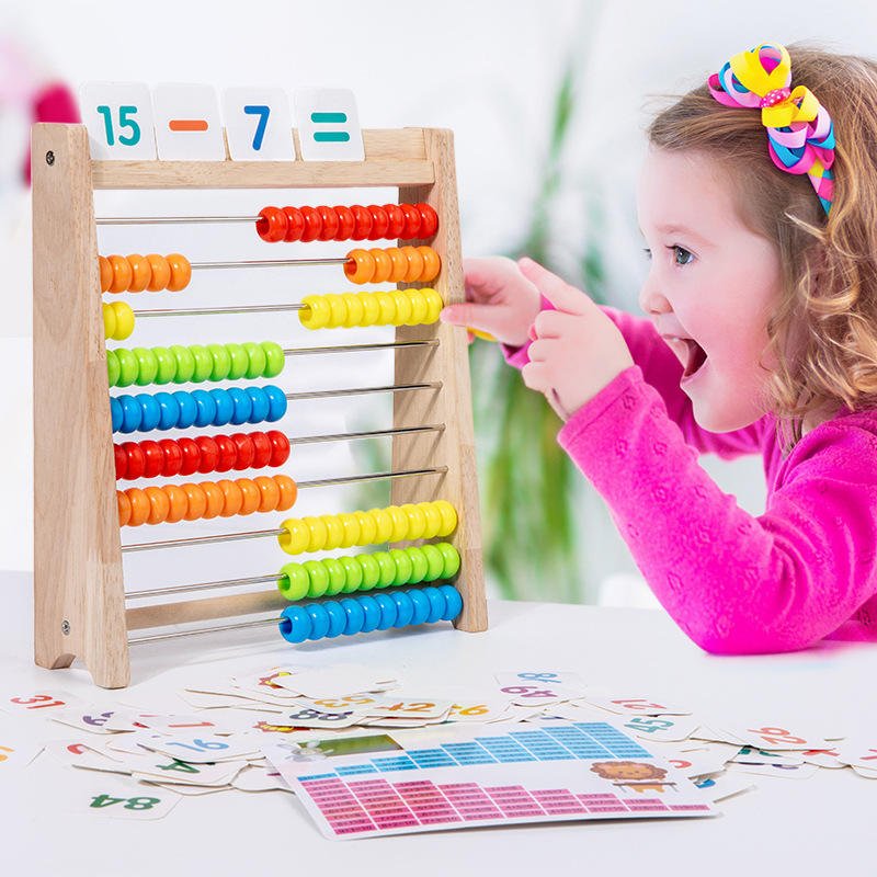 Early Learning Wooden Abacus Stand – Addition & Subtraction Math Teaching Aid for Kids