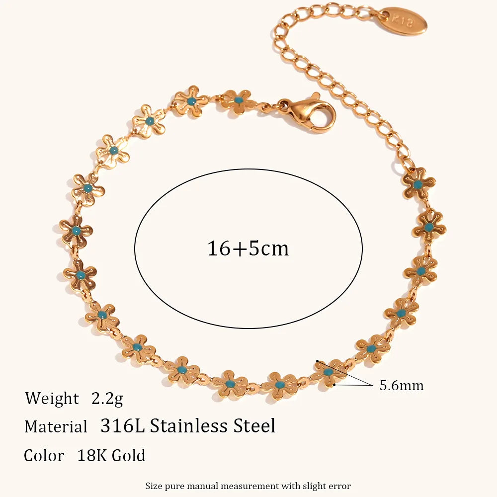 Gold Plated Flower Necklace & Bracelet Set