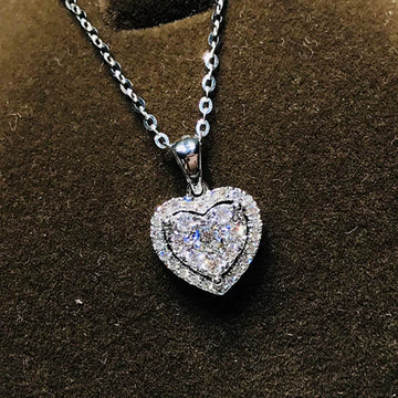 Elegant Valentine's Heart Necklace - 18" Zirconia