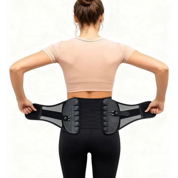 FSPG Adjustable Pulley Back Support Belt – Lower Back Pain Relief Waist Brace with Drawstring Compression System