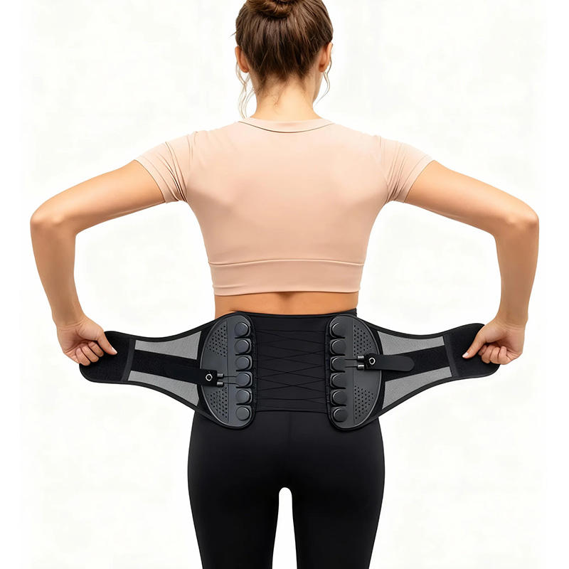 FSPG Adjustable Pulley Back Support Belt – Lower Back Pain Relief Waist Brace with Drawstring Compression System