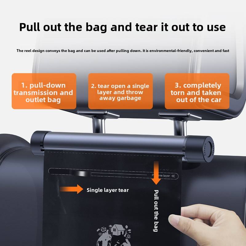 Car Back Seat Foldable Trash Can – Hidden Tube Design with Disposable Plastic Bags