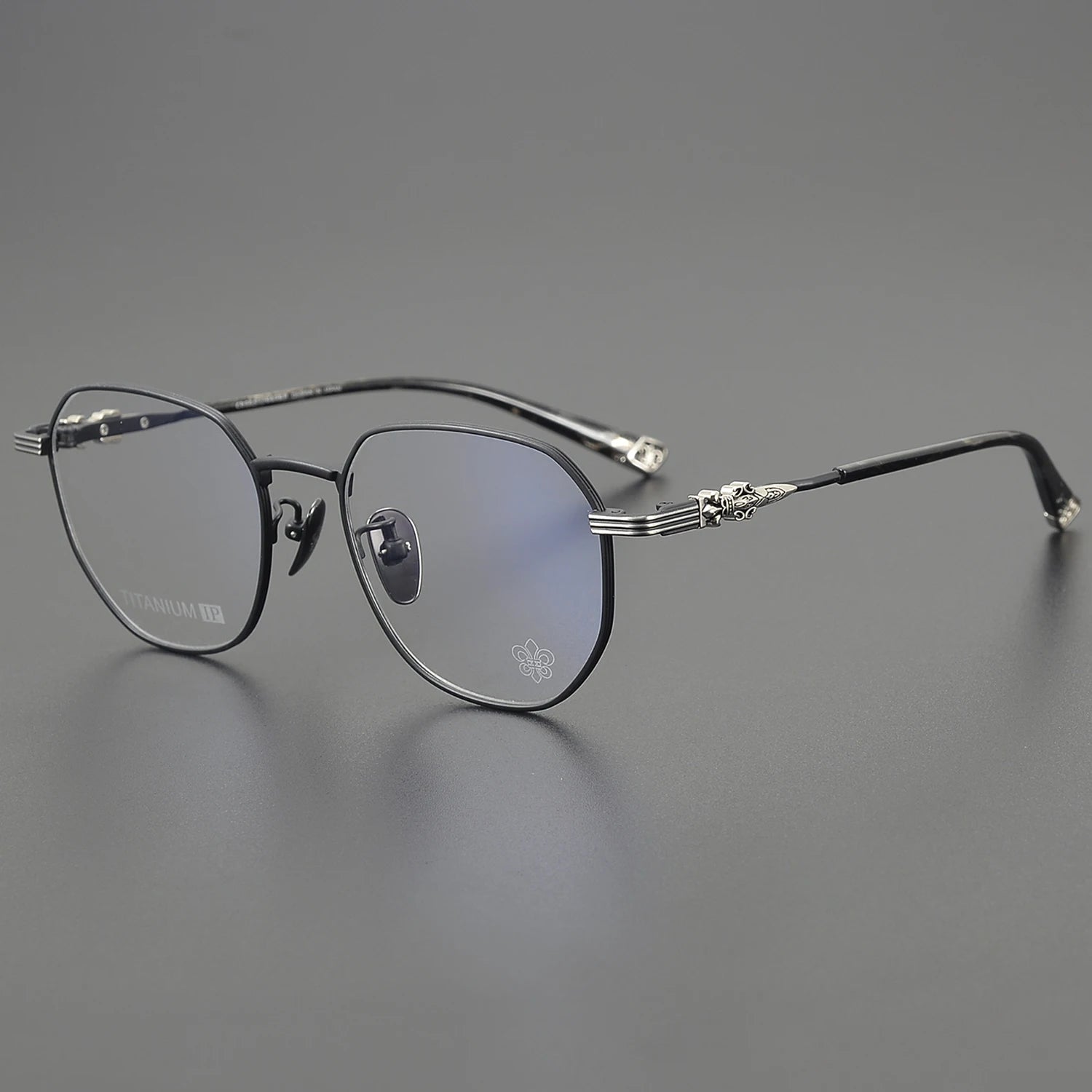 Polygonal Titanium Gold Light Pink Eyeglasses