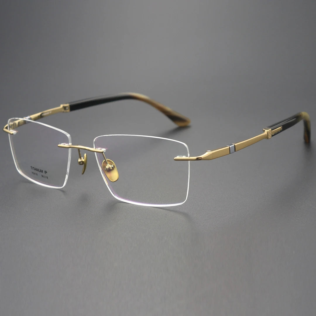 Luxury Gray Rimless Glasses with Titanium