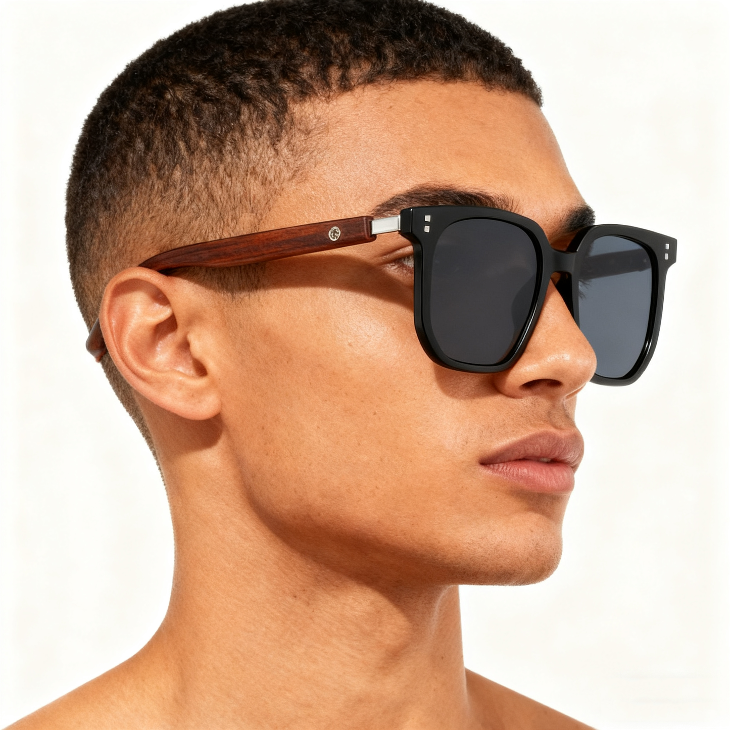 Trendy K-Style Retro Sunglasses – Unisex Polygonal Wood Grain Frame with Polarized UV400 Lenses