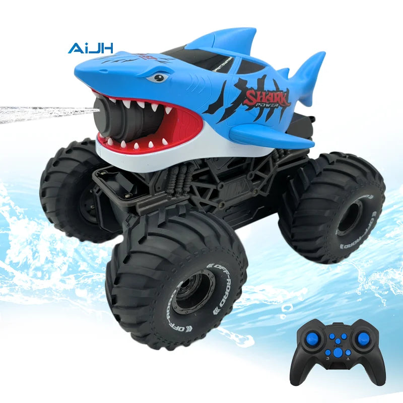 AiJH 2.4G Waterproof Remote Control Shark Car With Water Gun
