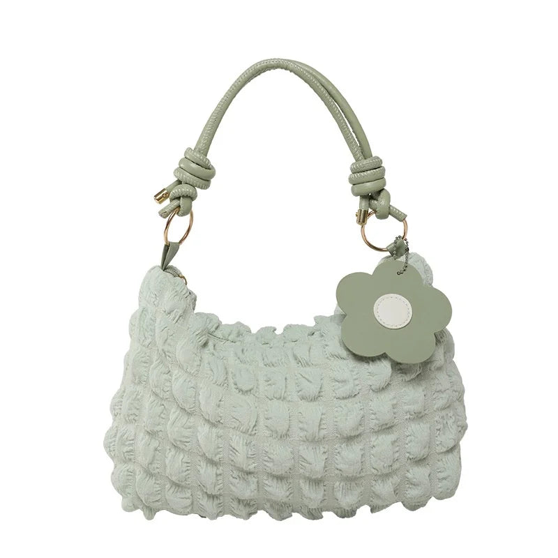 Bubble Flower Handheld Cylinder Zipper Women Bag