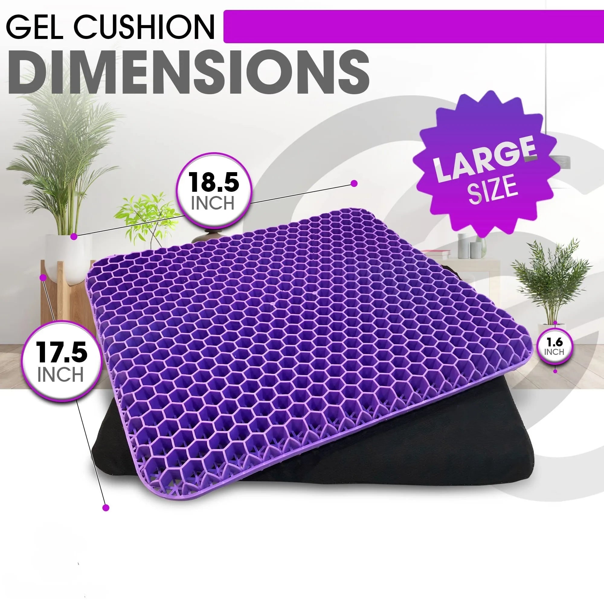 TPE Planets Large VIOLET Gel Seat Cushion for Long Sitting Car Seat