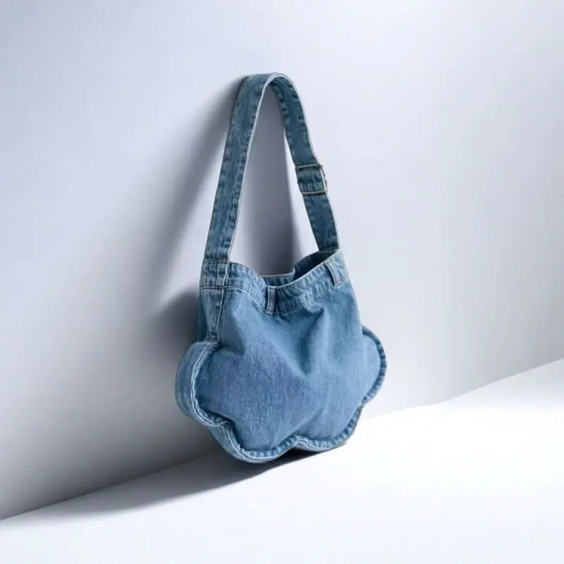 Korean Cute Flower Shaped Washed Denim Mobile Phone Shoulder