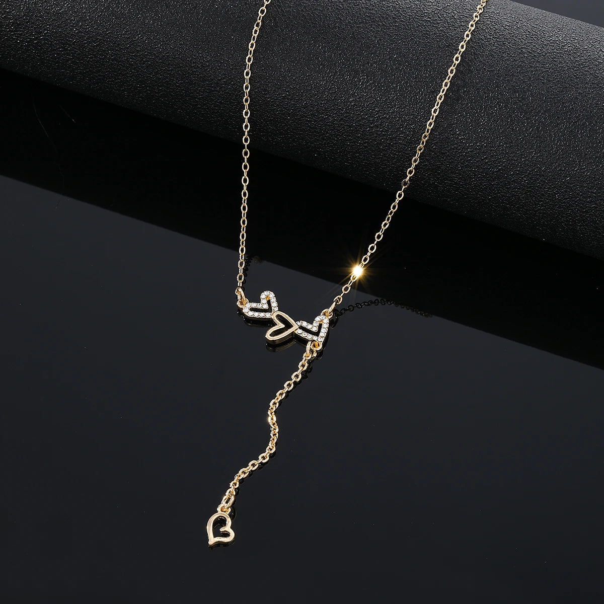 KISSWIFE Heart Zircon Tassel Necklace for Women