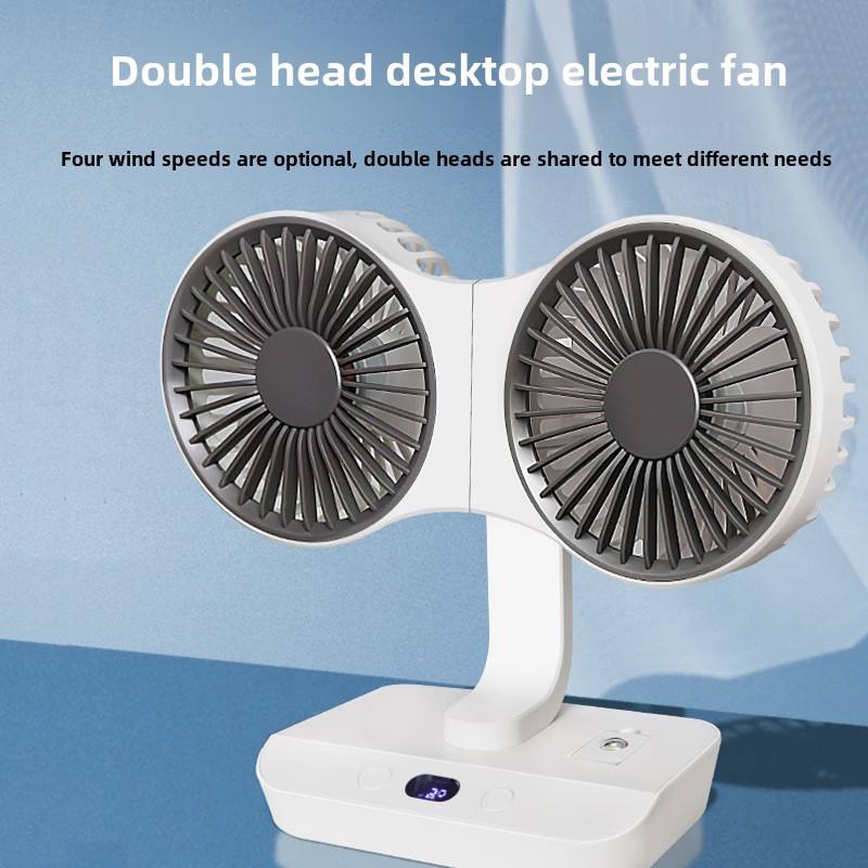 Portable Mini USB Rechargeable Fan – Dual-Head 360° Desktop & Handheld Fan for Car and Home