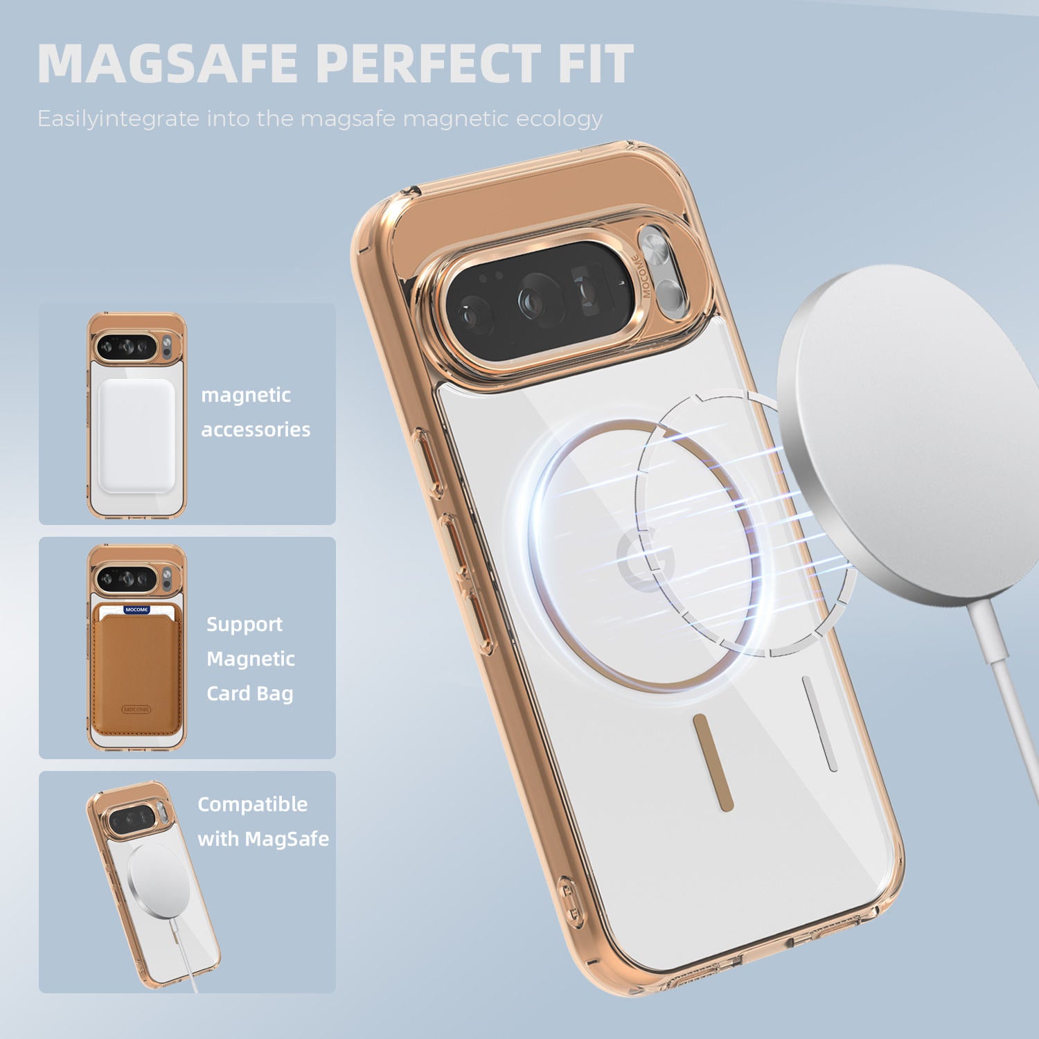 Magnetic Clear Military Shockproof Protective Case for Pixel