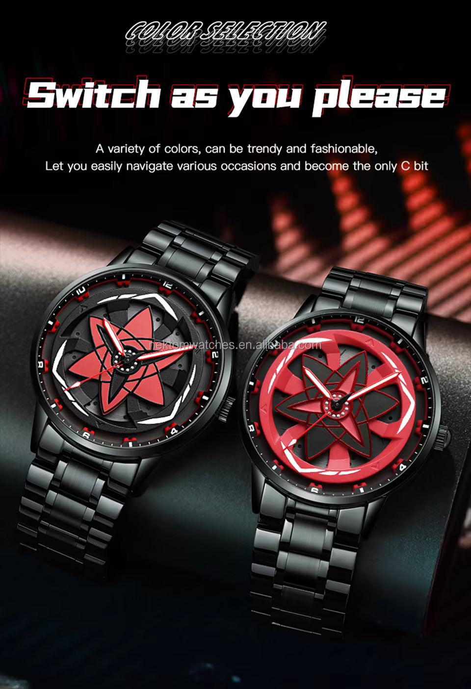 Uchiha  Sharingan Watch – 360° Rotating Anime Quartz Timepiece