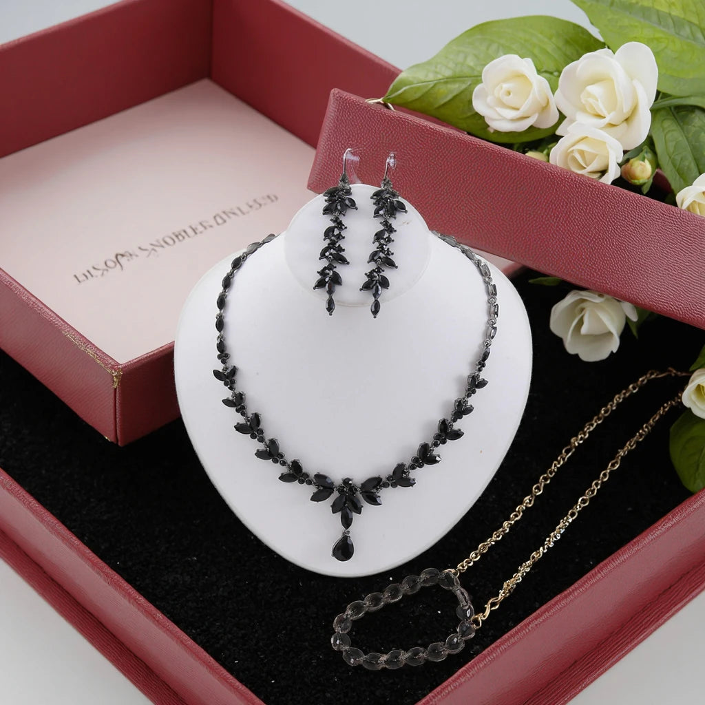Luxury Vintage Zircon Jewelry Set for Weddings