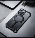 Luxury Aluminum Metal Magnetic Phone Case for iPhone with Ring Stand – Frameless Bumper Shockproof Back Cover
