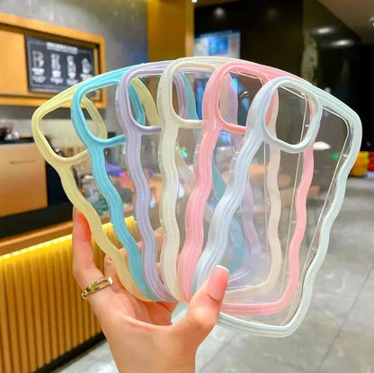 Side Large Wave Design TPU + PC Case for iPhone – Stylish Shockproof Phone Cover