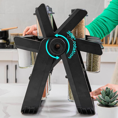 360 Degree Rotating Spice Rack Set | Creative Ferris Wheel Design with 18 Refillable Jars