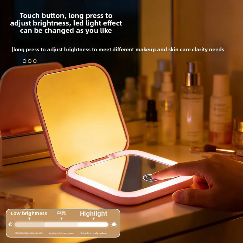 Square Portable Gift Handheld Folding Magnifying LED Light Charging