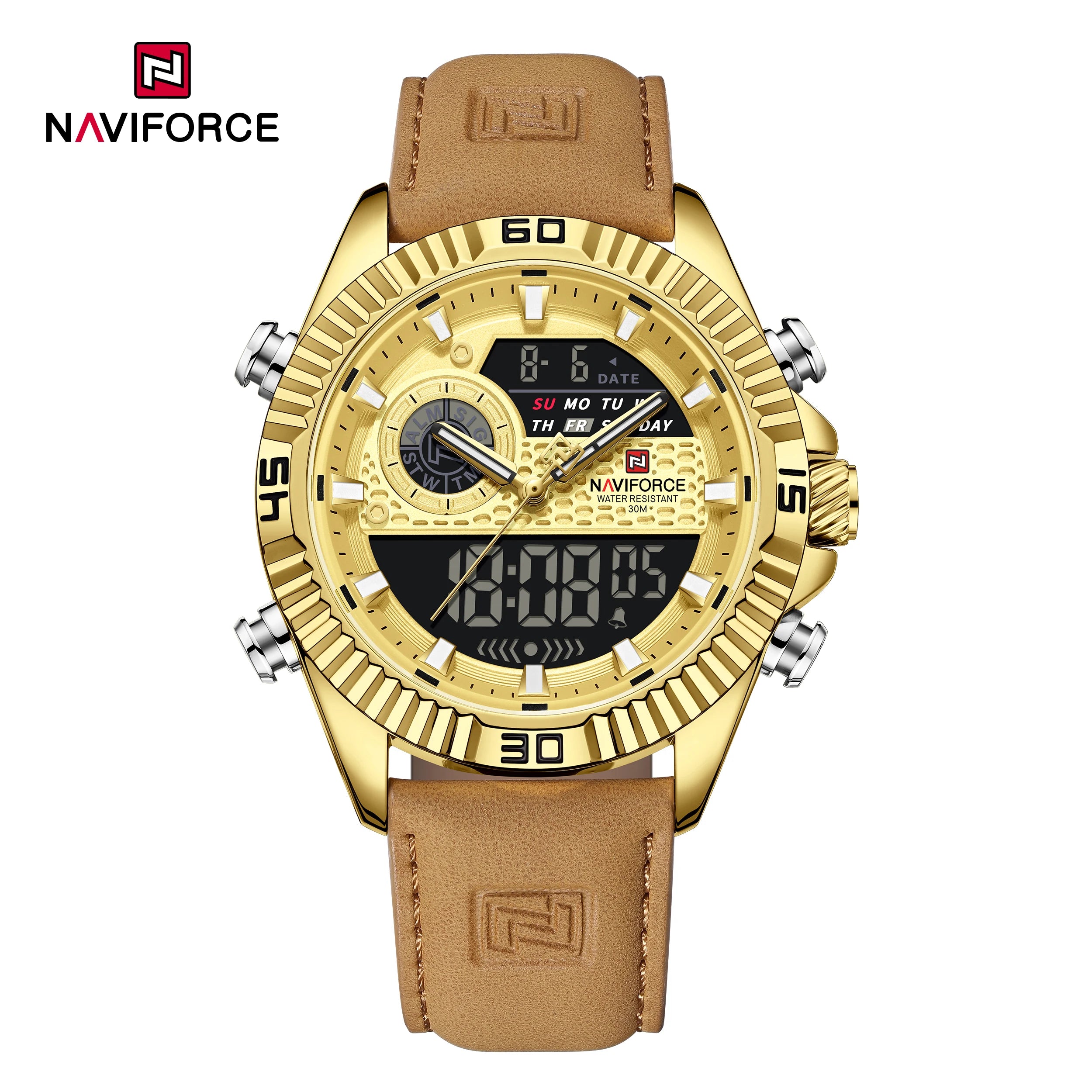 NAVIFORCE Men's Sport Quartz Analog LCD Watch