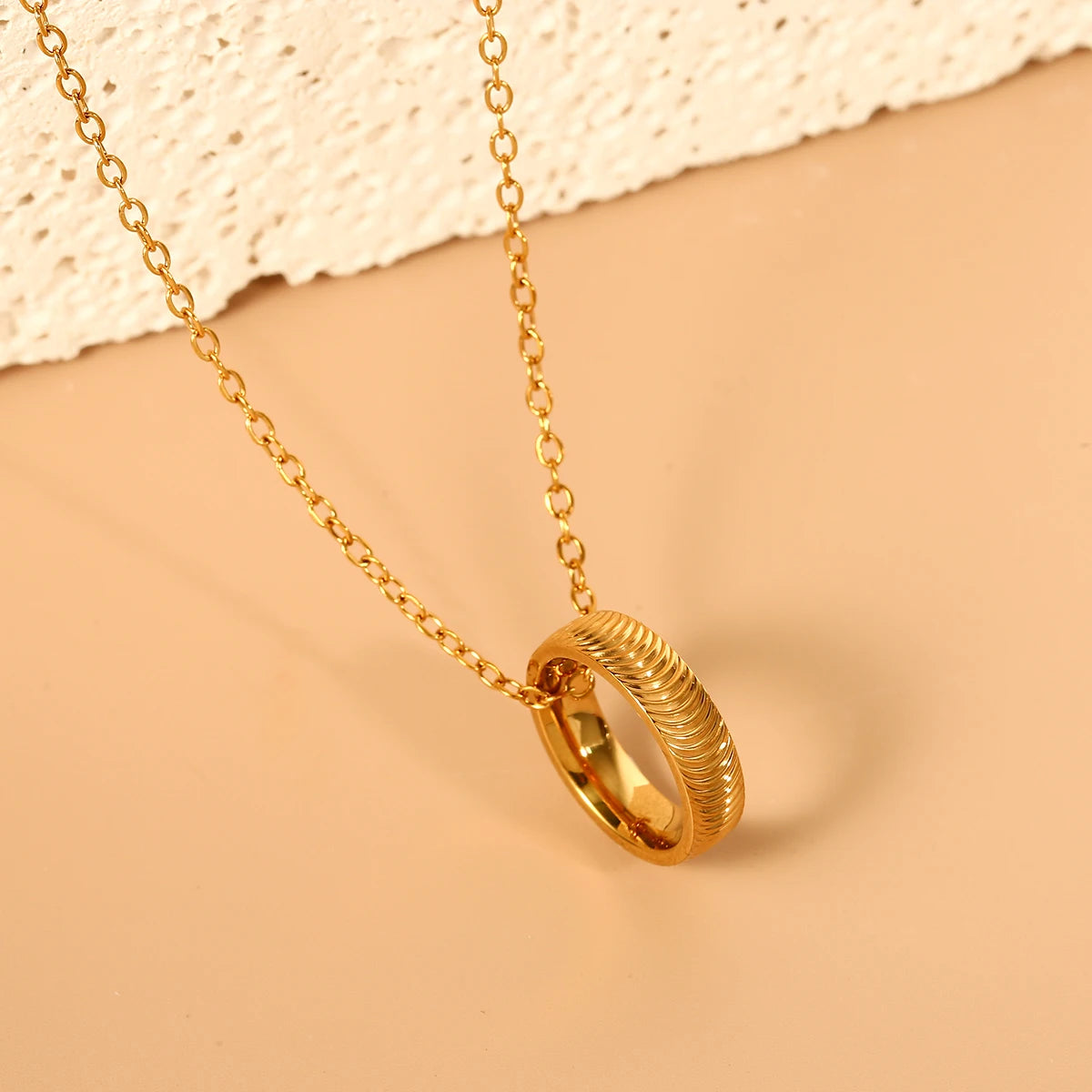 Titanium Steel Cateye Pendant Necklace