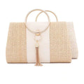 New Fashion Vintage Large Capacity Straw Handbag Tassel Woven Ladies