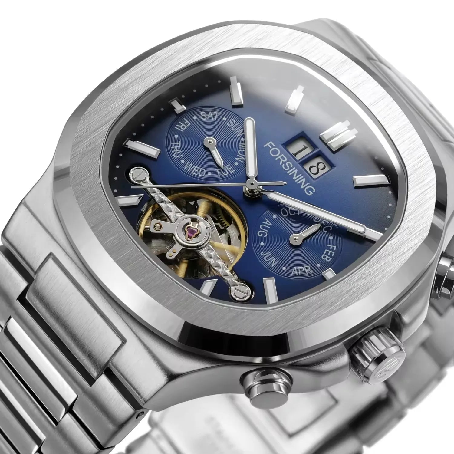 Luxury Men's Blue Tourbillon Automatic Watch