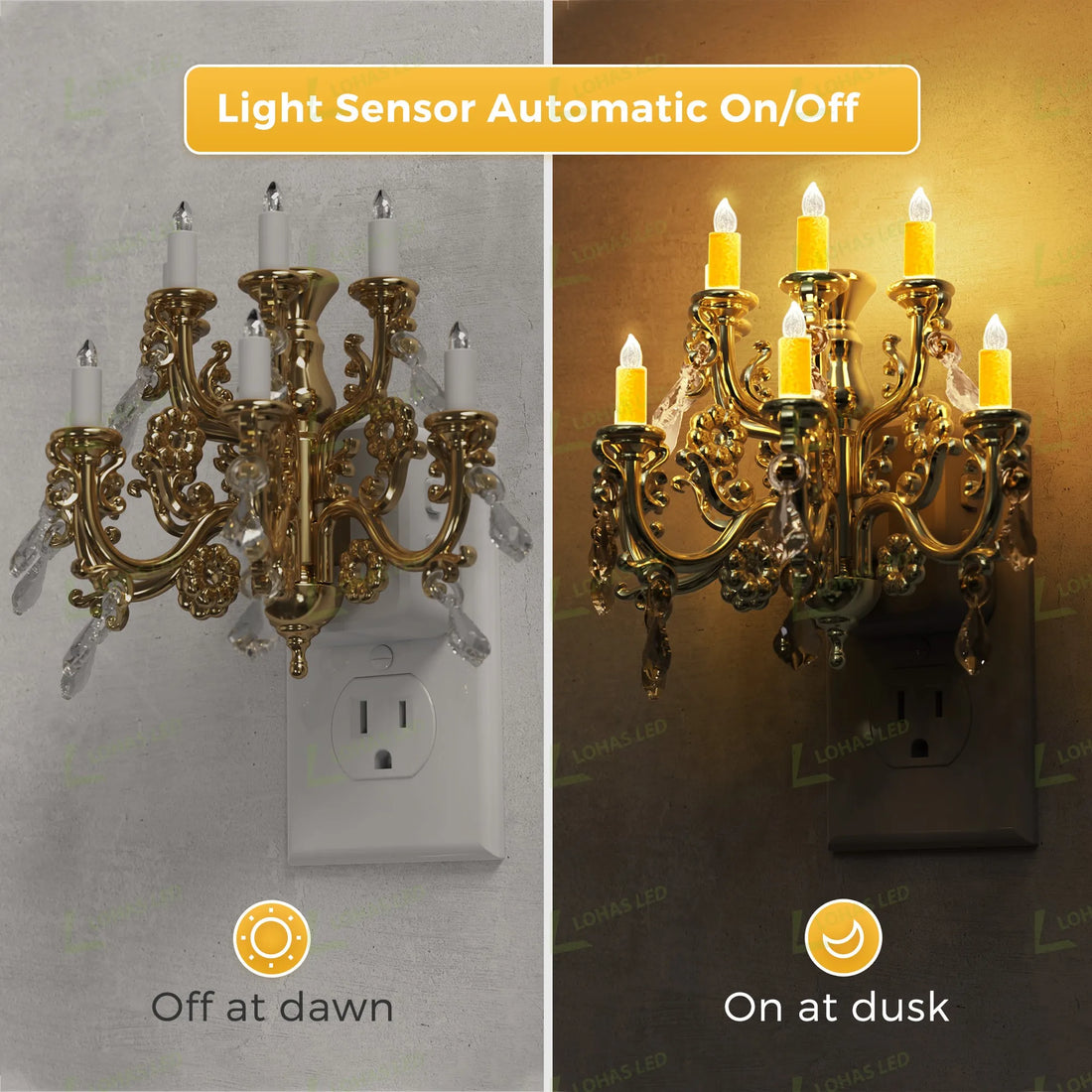 LOHAS Pendant-Style Night Lights Flameless Candle Rotatable Wall Plug
