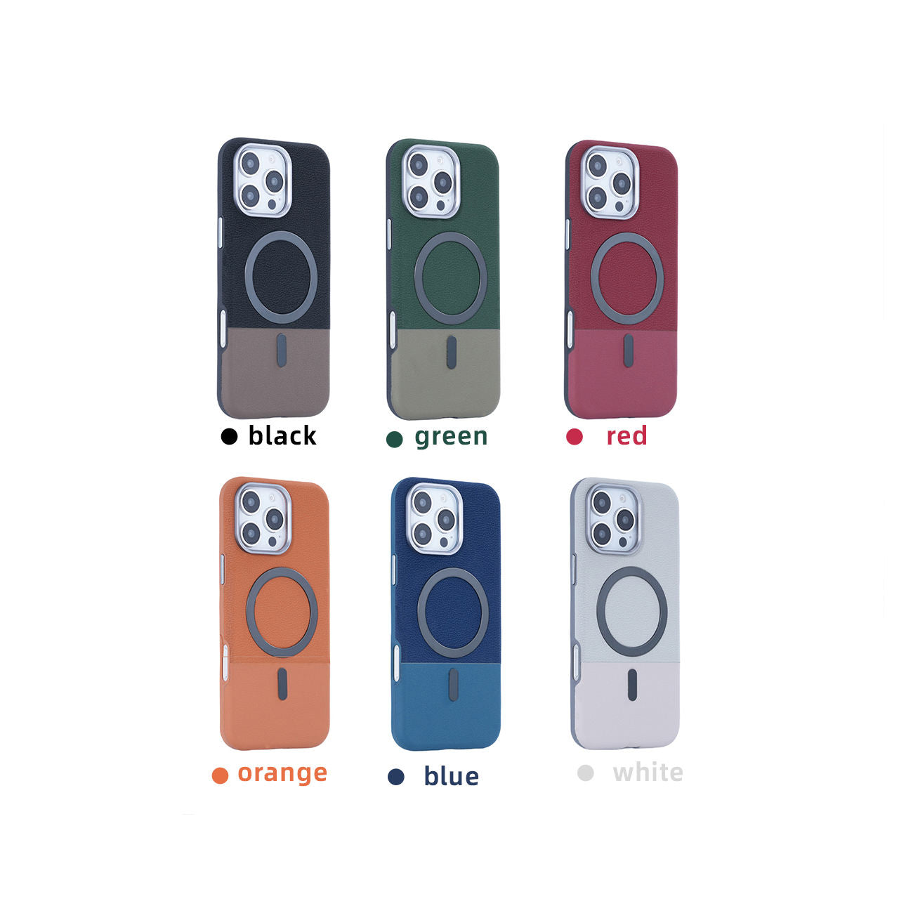Magnetic Wireless iPhone Case –  Leather + TPU/PC Half-Full Cover, Compatible with iPhone 12–16 Pro Max