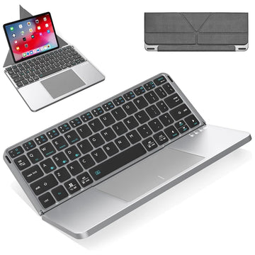 2-in-1 Foldable Touch Wireless BT Keyboard Portable with Magnetic
