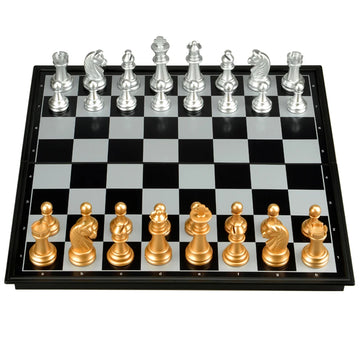 Waterproof 32 Gold Silver Chess Pieces Plastic Chess Board Magnetic