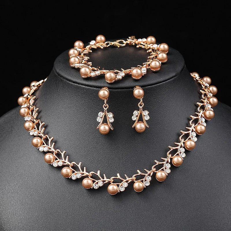 Elegant Korean Bridal Pearl Jewelry Set
