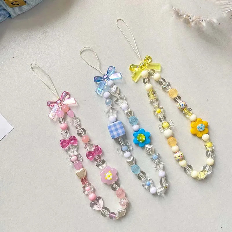 Elegant Bow Beaded Phone Charm Lanyard
