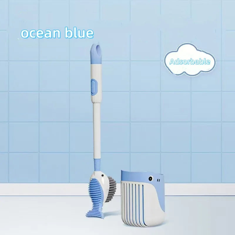 Little Whale Toilet Brush with Silicone Base & Suction Cup