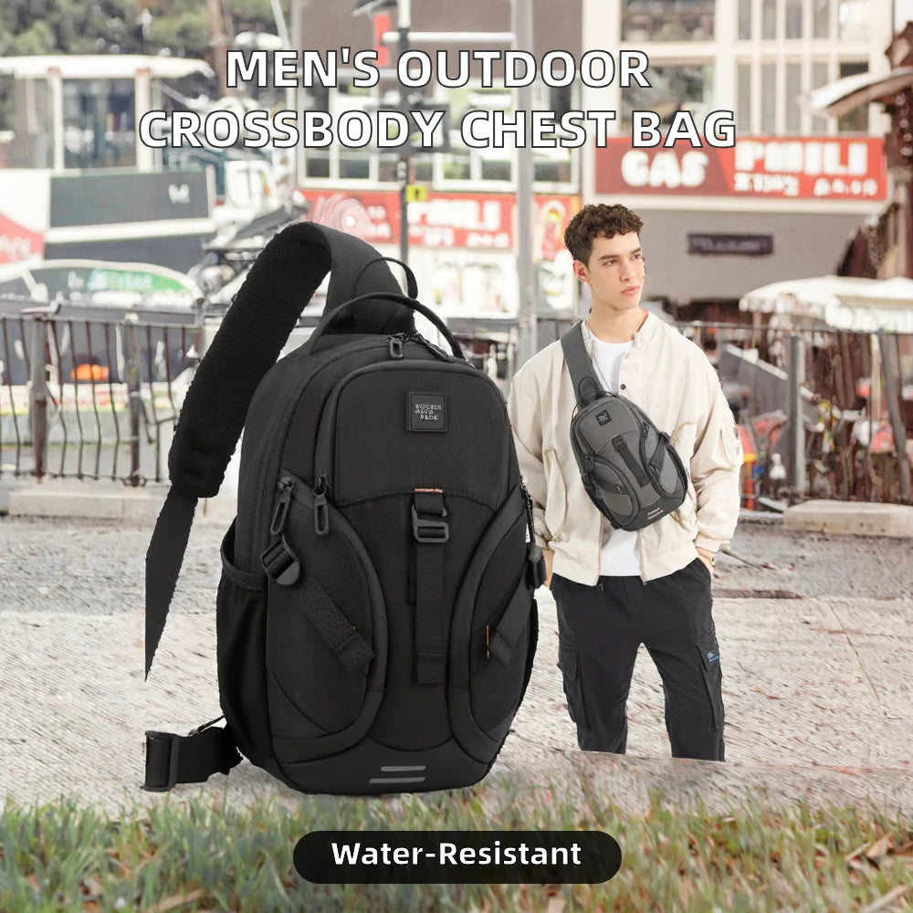Men's Fashion Nylon Crossbody Chest Sling Bag for Travel Jogging