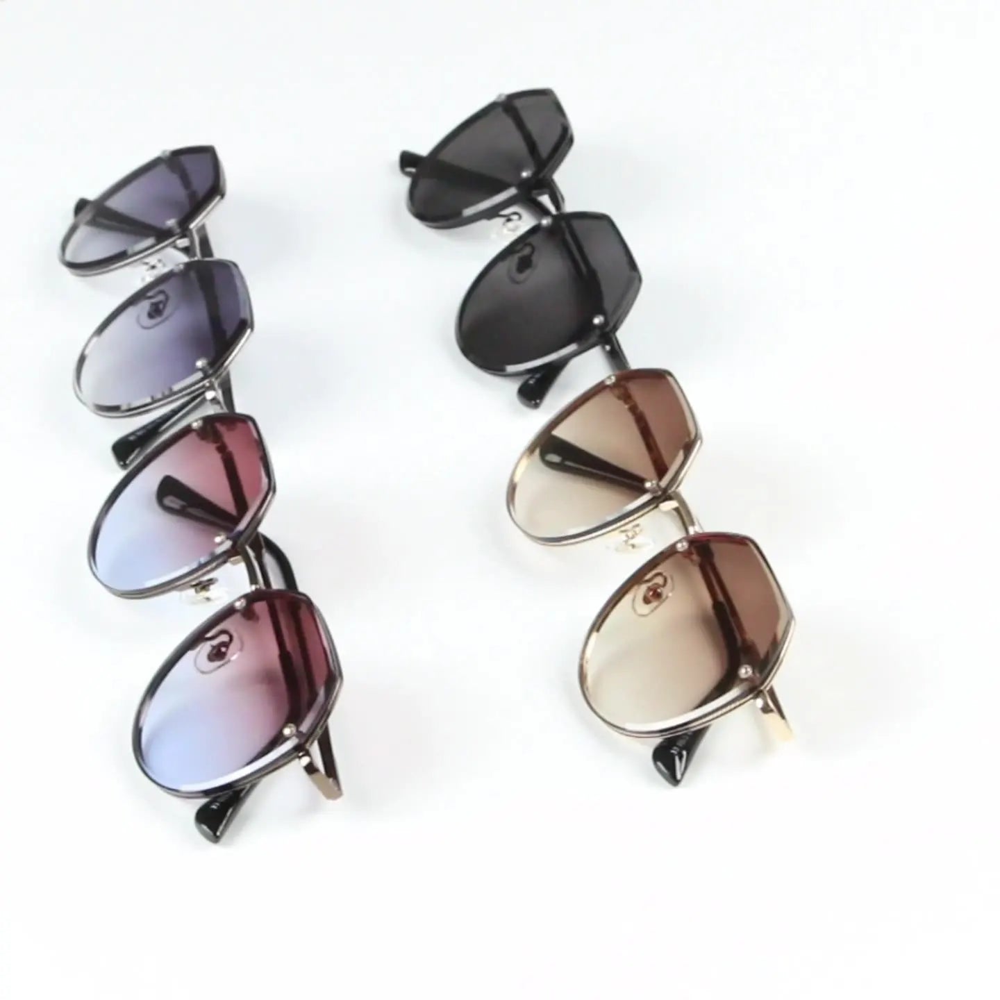 New Style Fashion Sun Protection Gradient Sunglasses Metal Frame Ins Cross Border Design