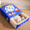 New Snack Box Plush Pet Bed Fully Enclosed Cookie Box Shape Warm Soft