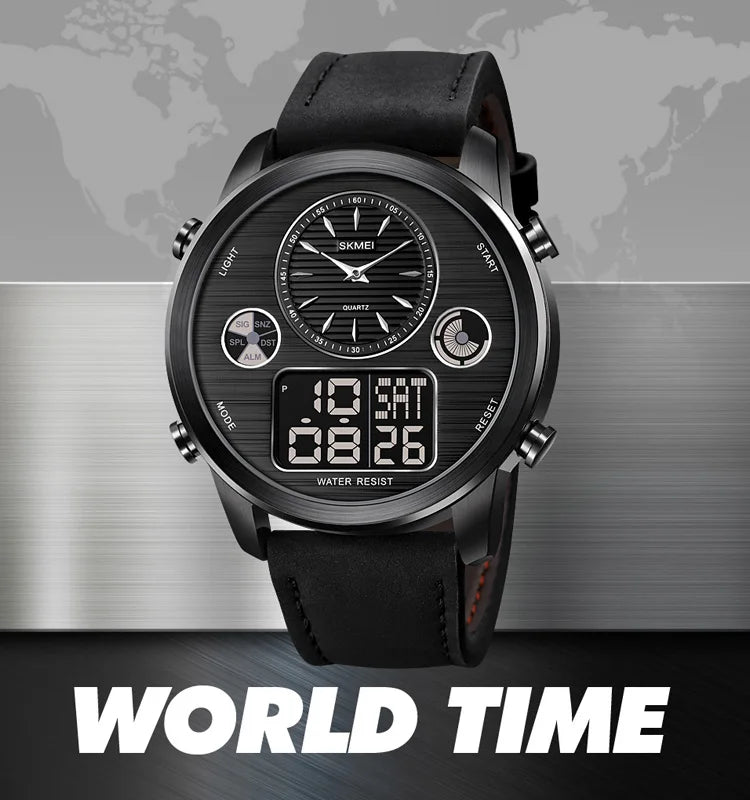 Skmei 1653 Analog Digital Leather Watches