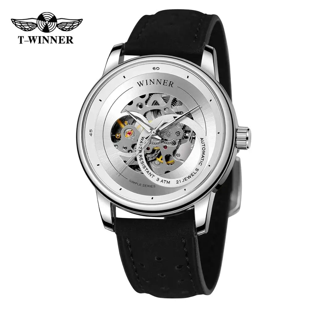 T-WINNER Gold Skeleton Men's Automatic Sport Watch