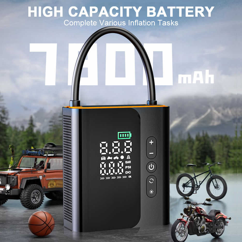 AirPro Smart Tyre Inflator – Wireless Portable Air Compressor with LCD Pressure Display