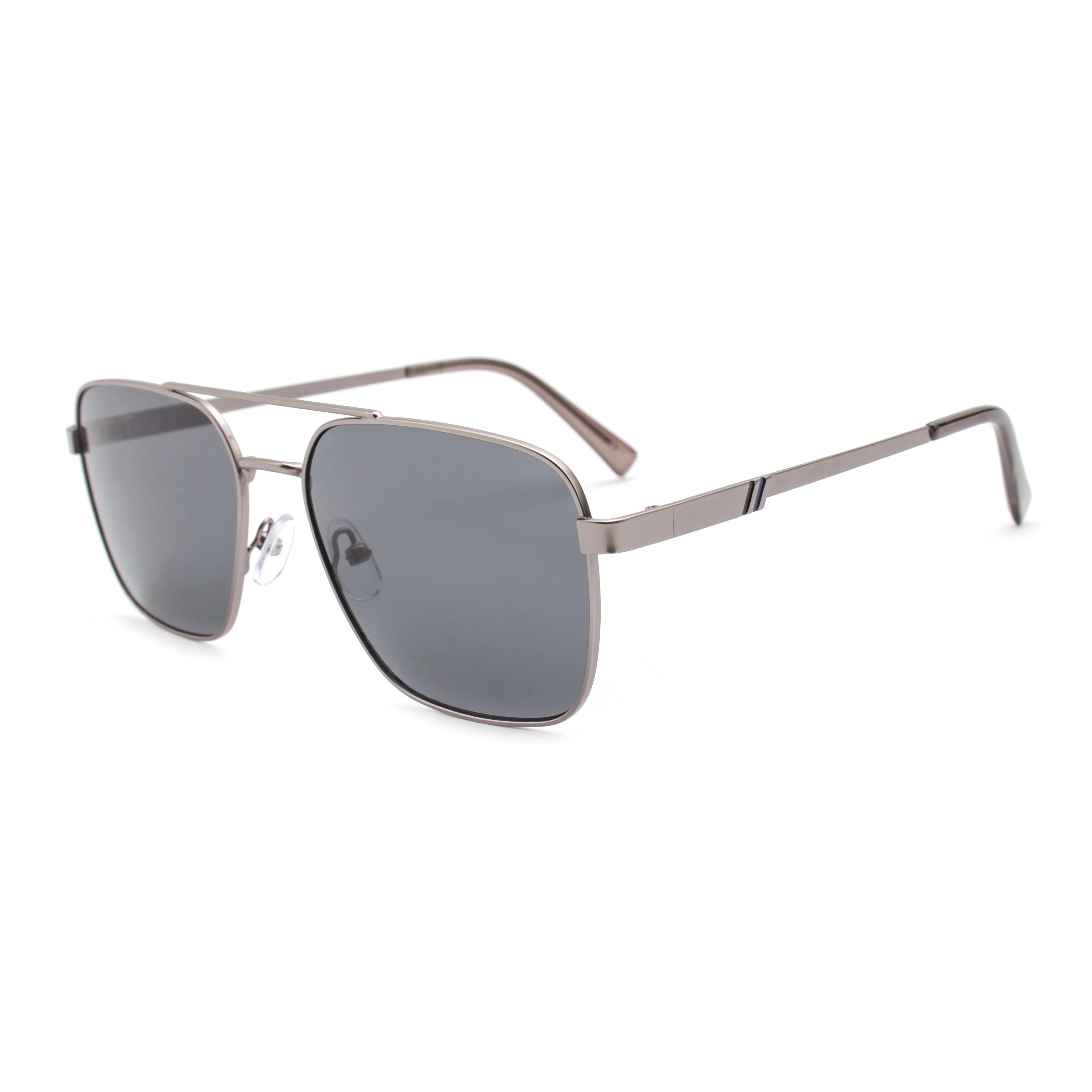 Fashion Sunglasses with Silver Grey Metal Frame Square Blue Lens UV