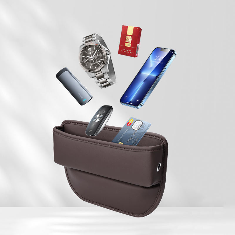 Multifunction Car Seat Gap Filler Organizer with Phone & Cup Holder PU Leather Storage Box