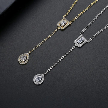 Elegant Droplet Pendant Necklace with Cubic Zirconia