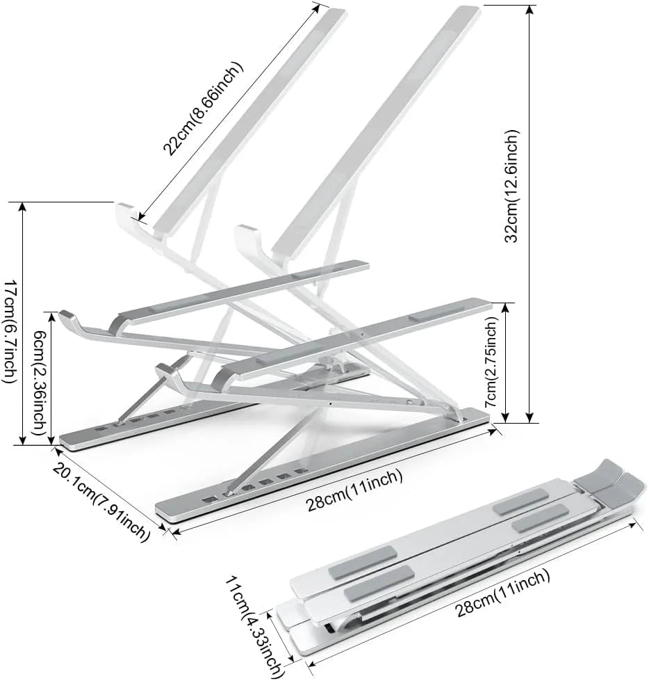 Double 7-Level Adjustable Portable Aluminum Laptop Stand Suitable for