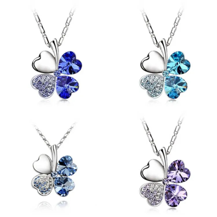 Elegant Four-leaf Clover Crystal Necklace for Women